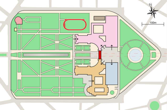 Diagram over Parc Cinquantenaire, Brüssel, Belgia.